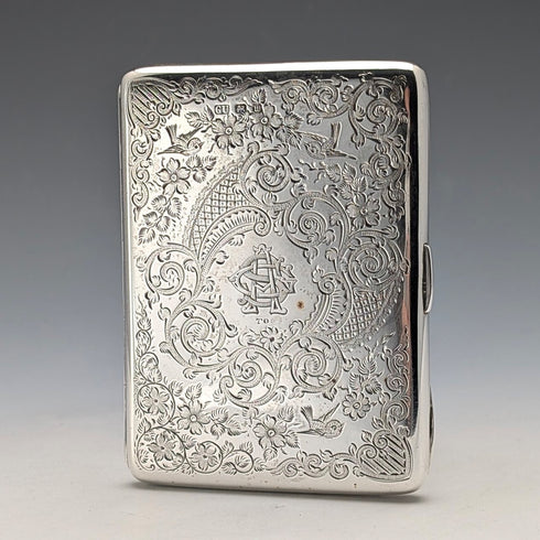 1896年 英国アンティーク 純銀製 両開き型カードケース 120g George Unite 極美品